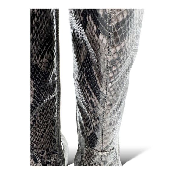 Marc‎ Fisher Women's Retie 2  Gray Leather Snake Skin Look Boots 8M US - Picture 7 of 14